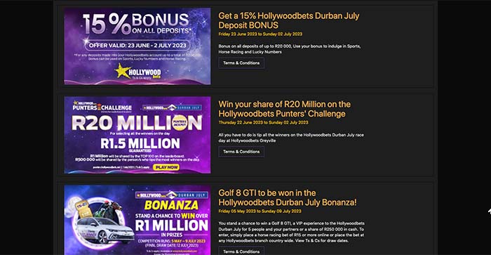 bonuses and promotions at Hollywood bets